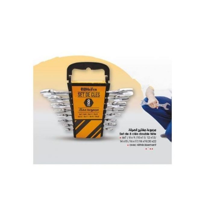 Set De 8 Clés Heifer Taille ( 6 à 22 ) Double Tète avec Rangement
