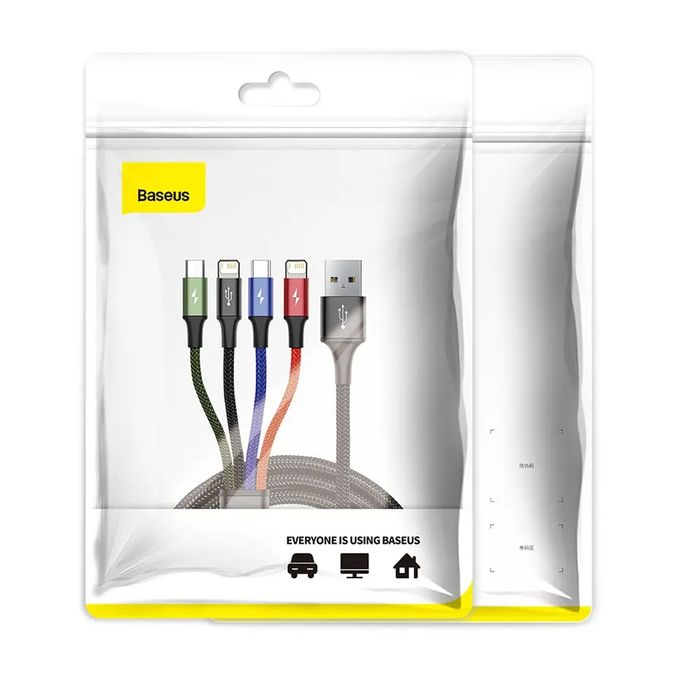 Câble USB 4 en 1 Charger Fast Quatre Appareils Même Temps iPh + Micro + 2 Type-C thumbnail 3