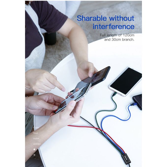 Câble USB 4 en 1 Charger Fast Quatre Appareils Même Temps iPh + Micro + 2 Type-C thumbnail 7