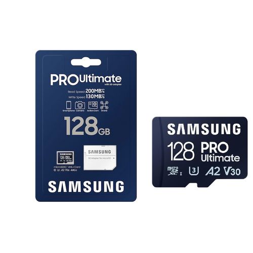 Pro Ultimate Carte Mémoire 128 Gb microSD et Adaptateur microSDXC Jusqu'à 200 MB/s thumbnail 1