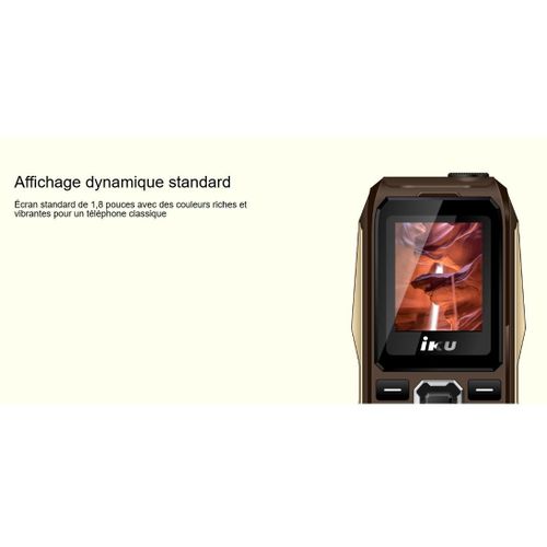 Téléphone Robuste 2in1+Power Bank 3000mAh-1.8"- Wereless Radio VGA -Lampe-Brown thumbnail 3