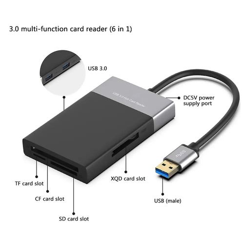 Lecteur de cartes mémoire multiples 6 en 1 Adaptateur  thumbnail 3
