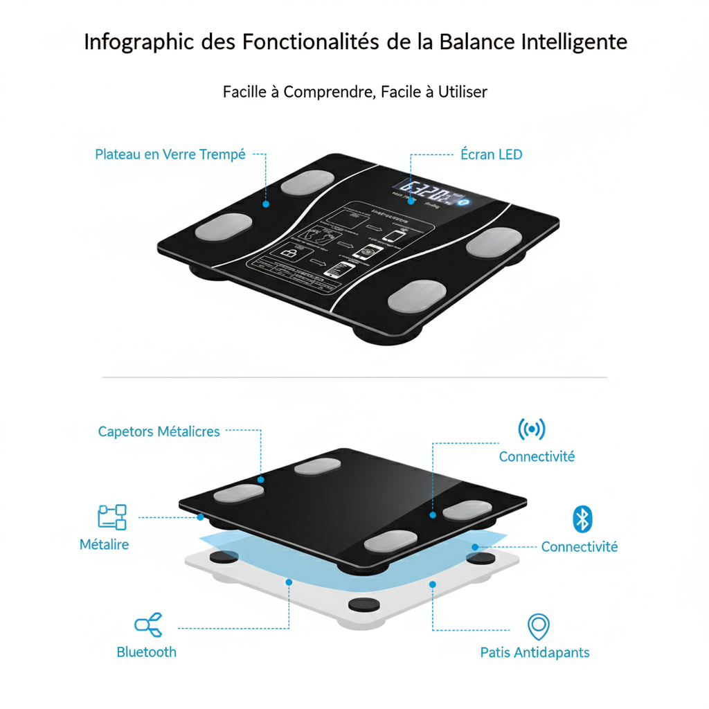 Balance Intelligente Bluetooth avec Application – 180 kg Max thumbnail 3