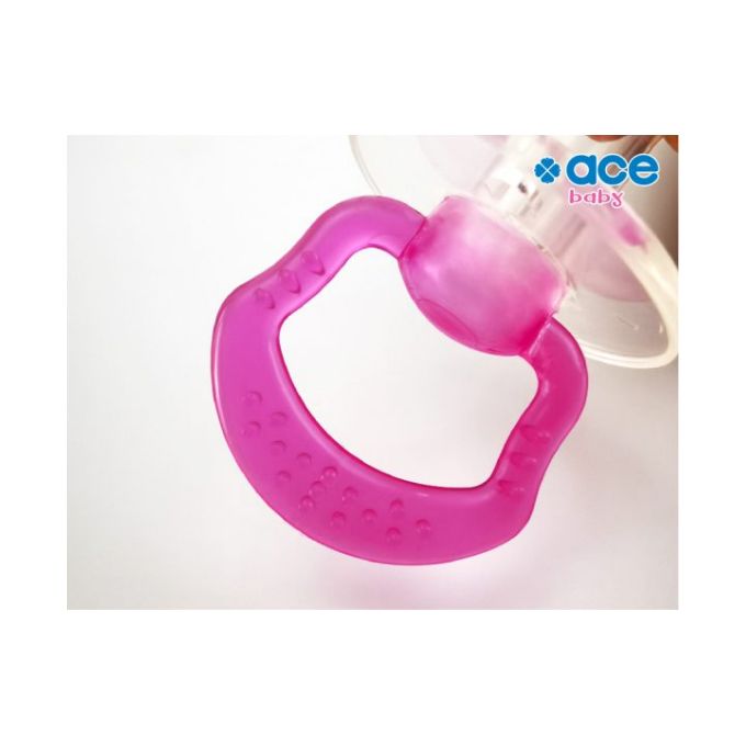 Sucette ACE BABY One Piece 100% silicone (0-18+ mois) Tétine cerise, collerette ronde, transparente, Hisap Bayi thumbnail 4