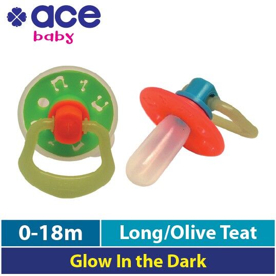 Ace Baby Sucette brillante dans le noir avec capuchon pour les bébés 0-18 mois