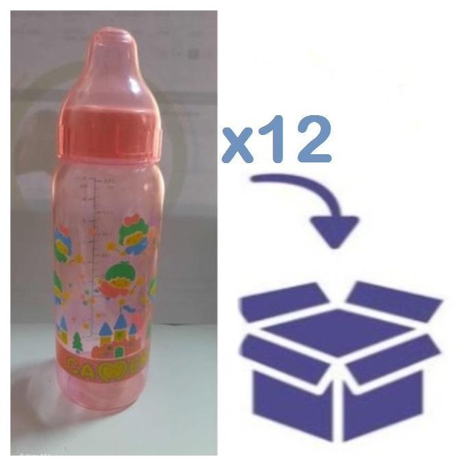 CAMERA BIBERON PLASTIQUE 250ML x12 multi couleur