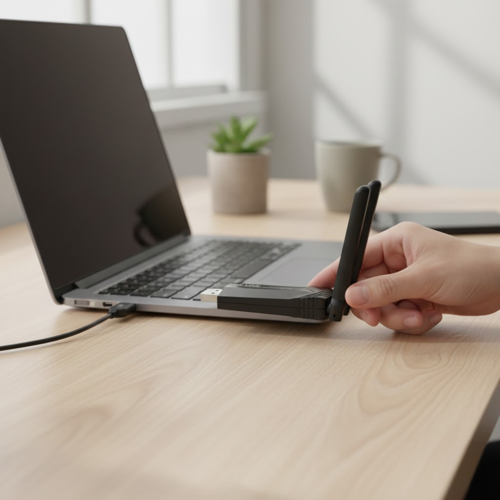 Adaptateur USB WiFi  AC1300 Double Bande – Haute Performance avec Antennes à Gain Élevé thumbnail 6