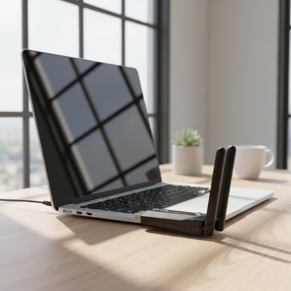 Adaptateur USB WiFi  AC1300 Double Bande – Haute Performance avec Antennes à Gain Élevé thumbnail 8