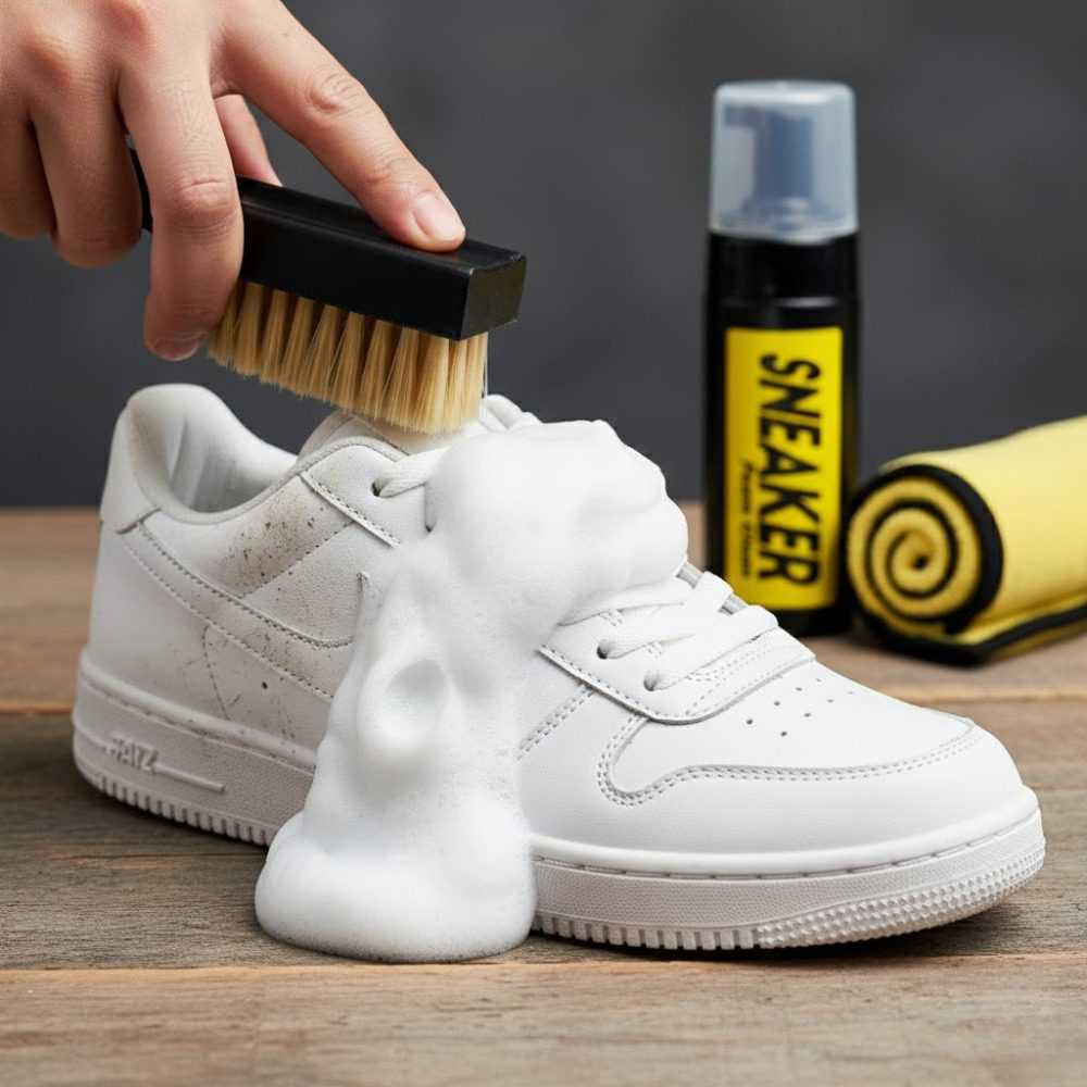 Kit de Nettoyage Chaussures – Mousse + Brosses + Serviette  thumbnail 3