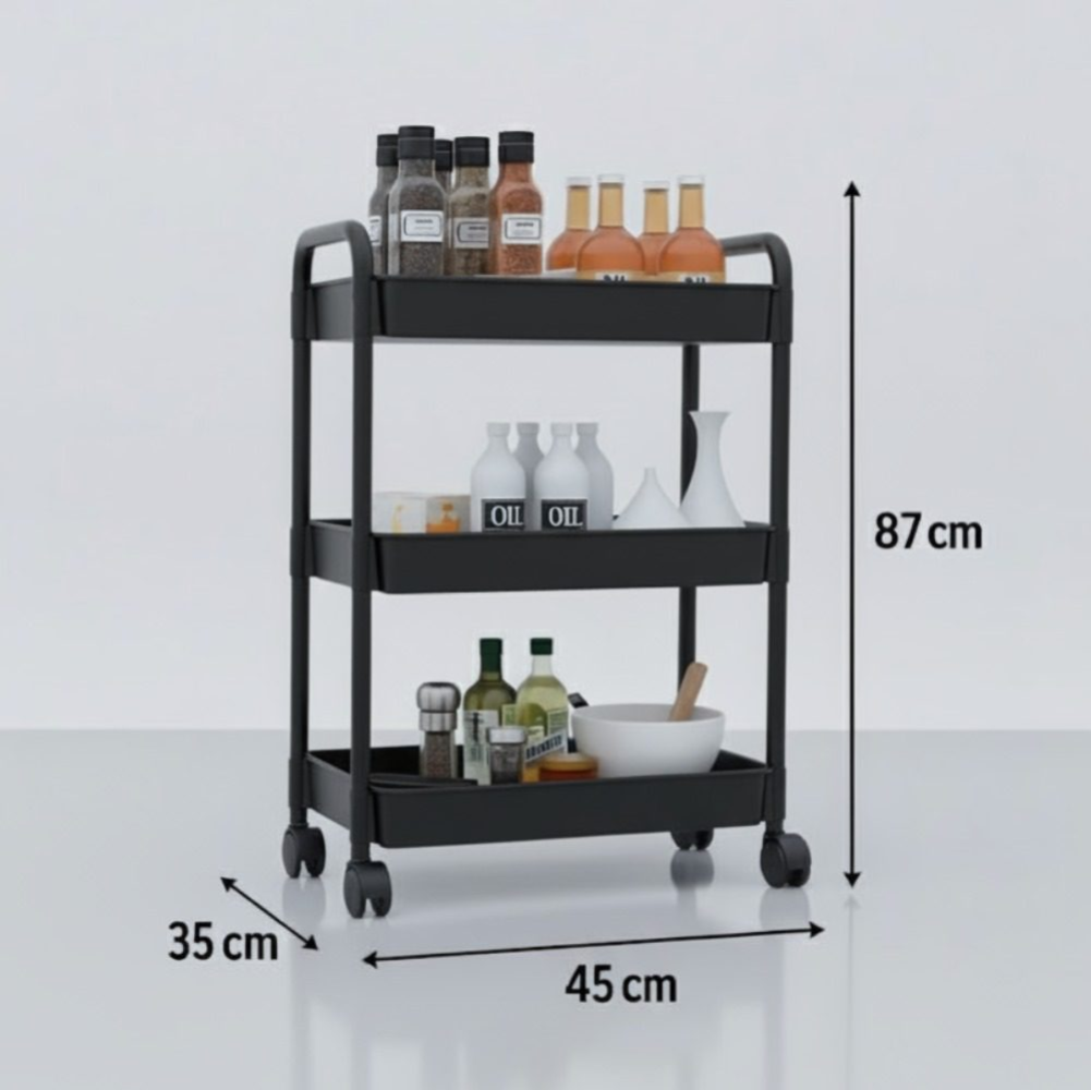 Trolley de Rangement Multi-Usages Noir thumbnail 3