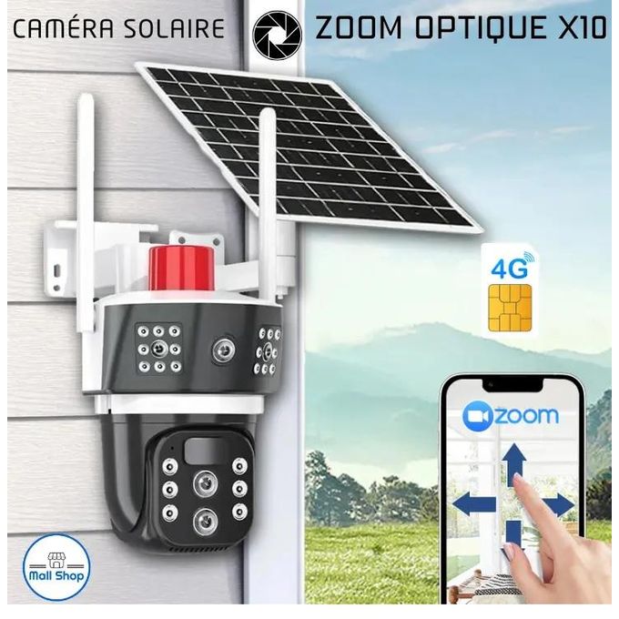 Triple caméra 4g solaire avec ZOOM X10 6K 12MP