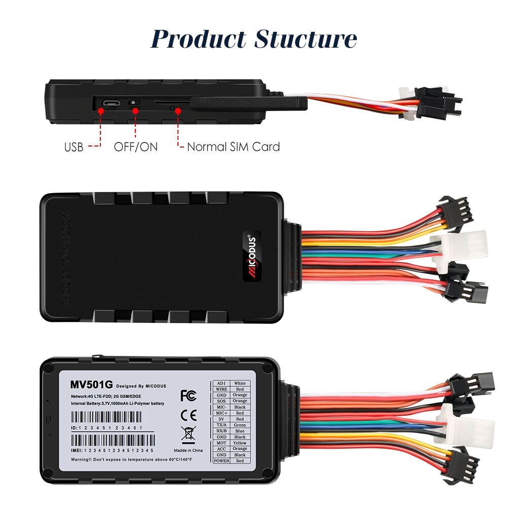 Traceur GPS 4G Mv501g pour Voiture 1000MAH thumbnail 7