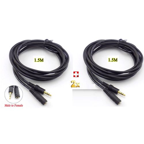 2 câbles d'extension audio stéréo mâle vers femelle, 1.5m 3 pôles pour sauna, téléphone, TV, ordinateur portable, écouteurs MP3/MP4