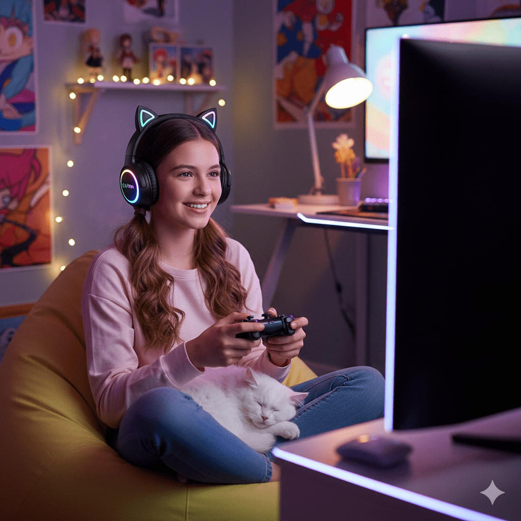 Casque Bluetooth LED Chat Noir thumbnail 3