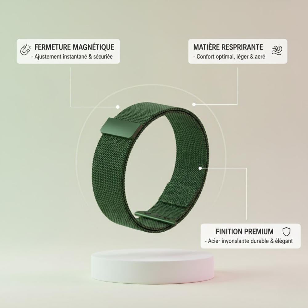 Bracelet Milanais vert foncé Compatible Apple Watch 42/44/45/46/49 mm thumbnail 2