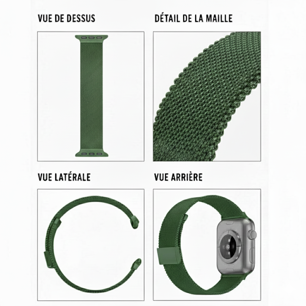 Bracelet Milanais vert foncé Compatible Apple Watch 42/44/45/46/49 mm thumbnail 3