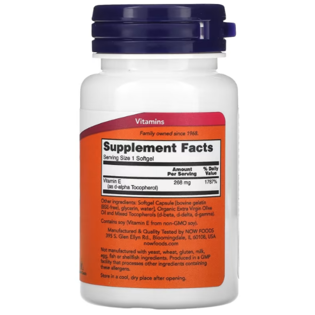 Vitamine E-400, 268 mg (400 UI), 50 Capsules