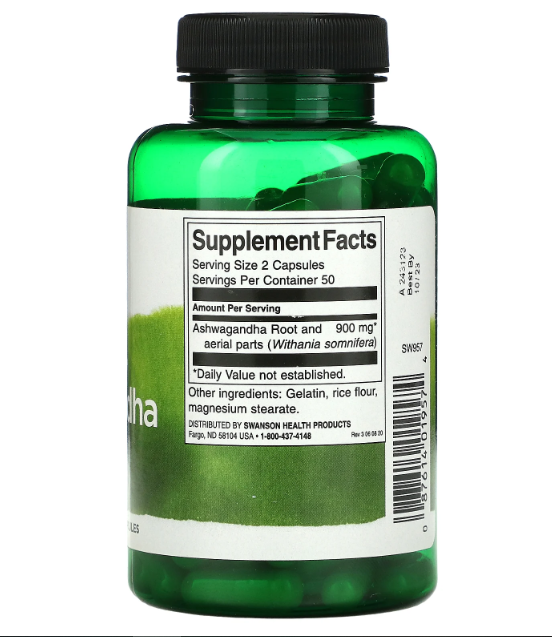 Ashwagandha, 450 mg -  Favorise une sensation de calme et de détente -  100 Capsules Vég thumbnail 2