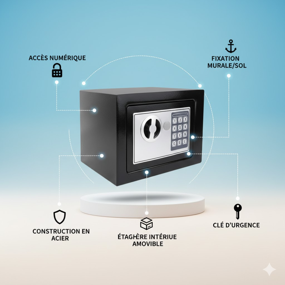 Coffre Fort Electronique - Acier Massif - Clavier Numerique - couleur aleatoire thumbnail 2