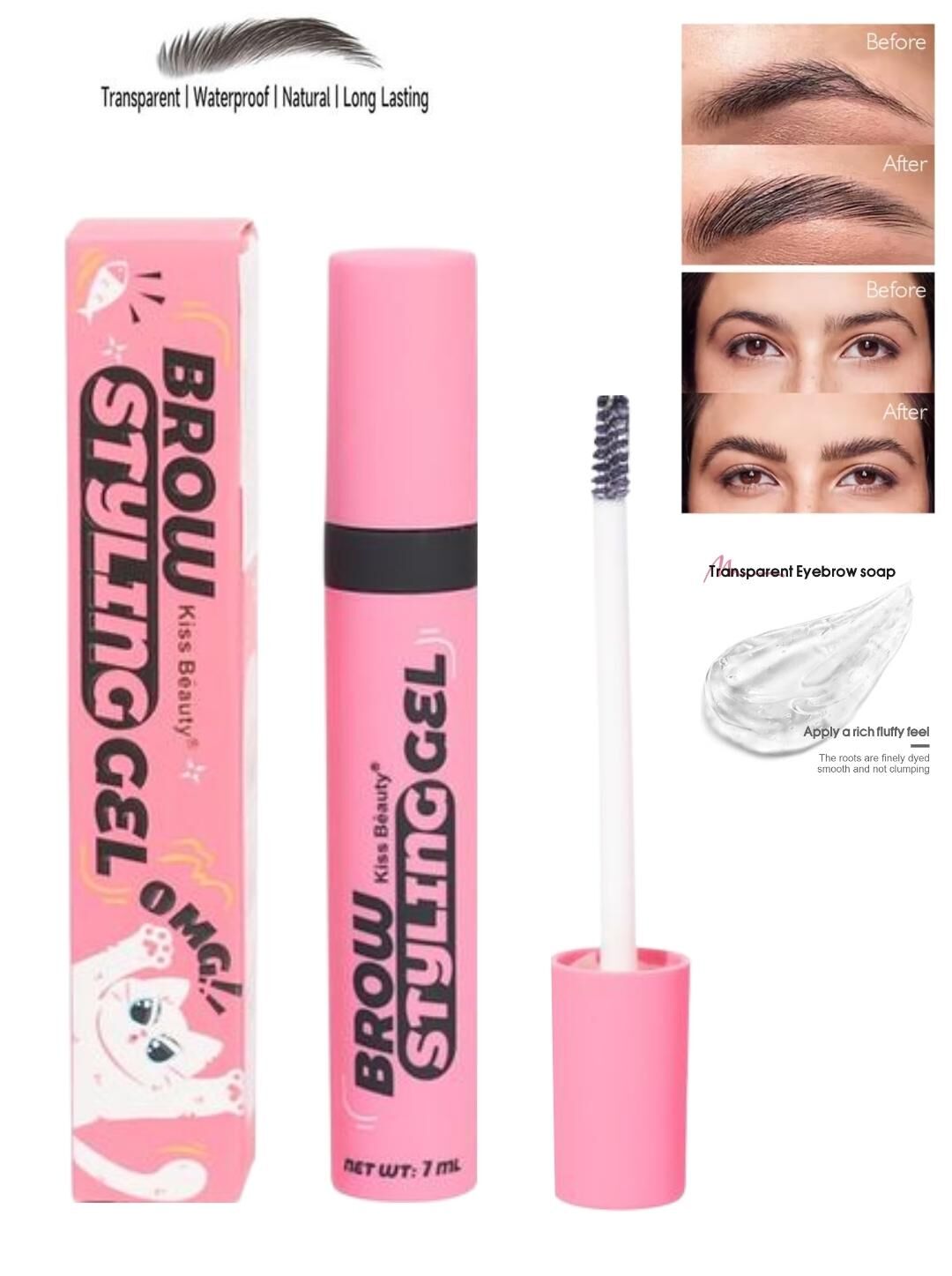 Mascara transparent pour sourcils. Sculpter et fixer les sourcils pour un effet laminé longue durée.