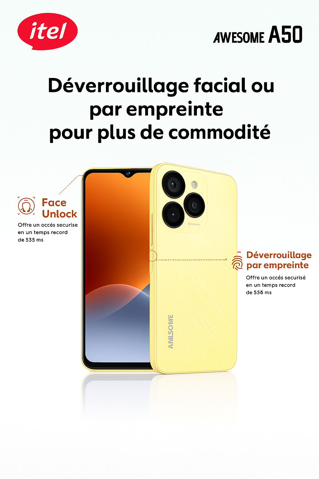 Smartphone A50 4G - 6.6" - 64 Go - 6Go (2+4) RAM 5000mAh - Gold thumbnail 2