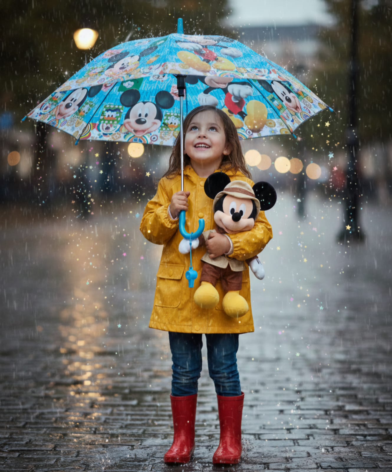 Parapluie Enfants Mickey Mouse Avec Sifflet Accessoire Ludique Et Protection Amusante