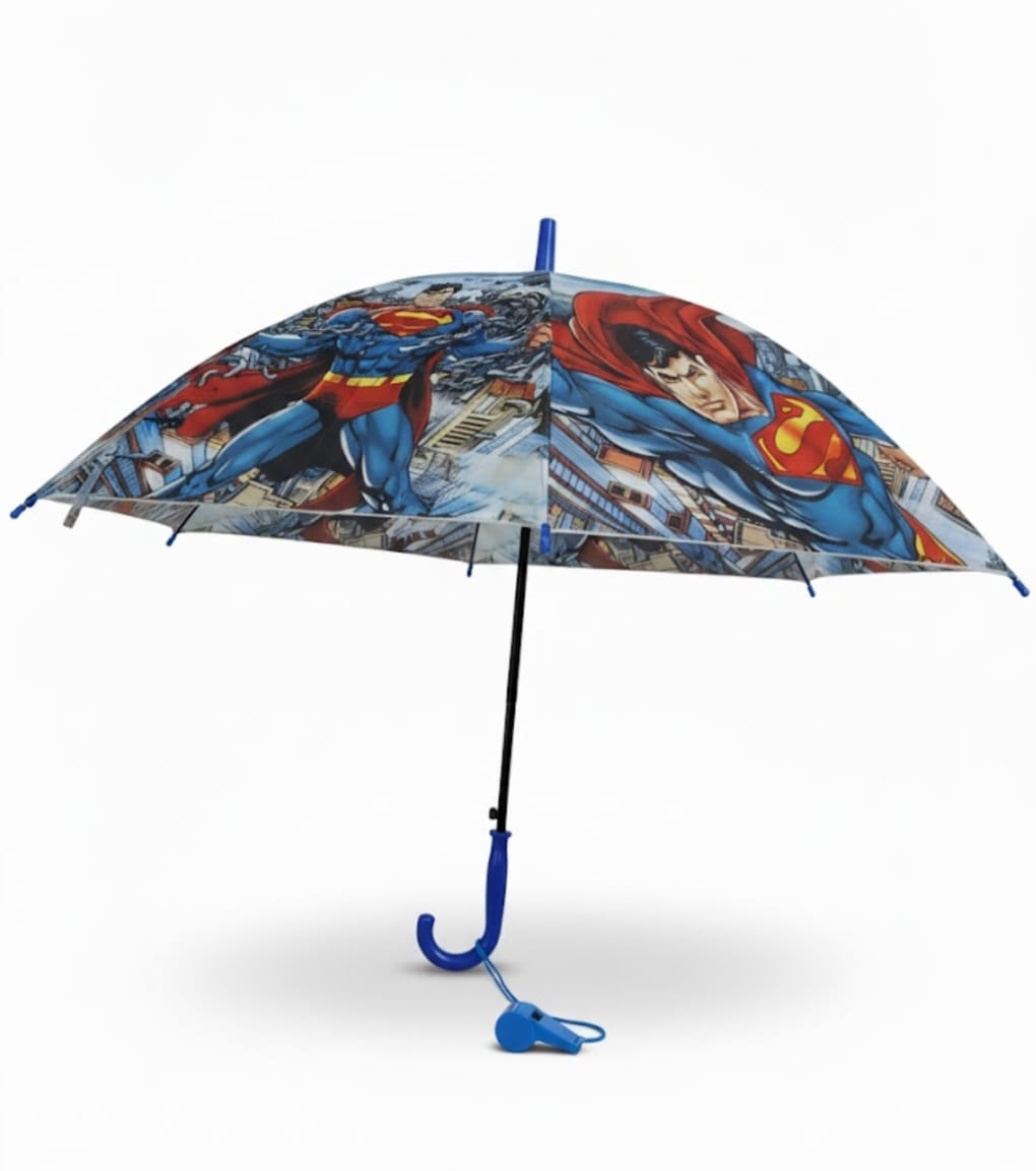 Parapluie Enfants Superman Avec Sifflet Protection Fun Pour Petits Super Heros thumbnail 3