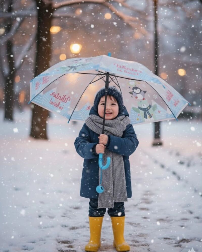 Parapluie Enfants Avec Sifflet Design Hivernal Magique