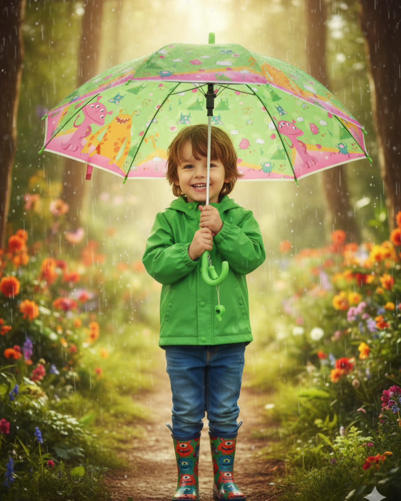 Parapluie Enfants Petit Monstre Avec Sifflet Design Amusant Et Protection Ludique
