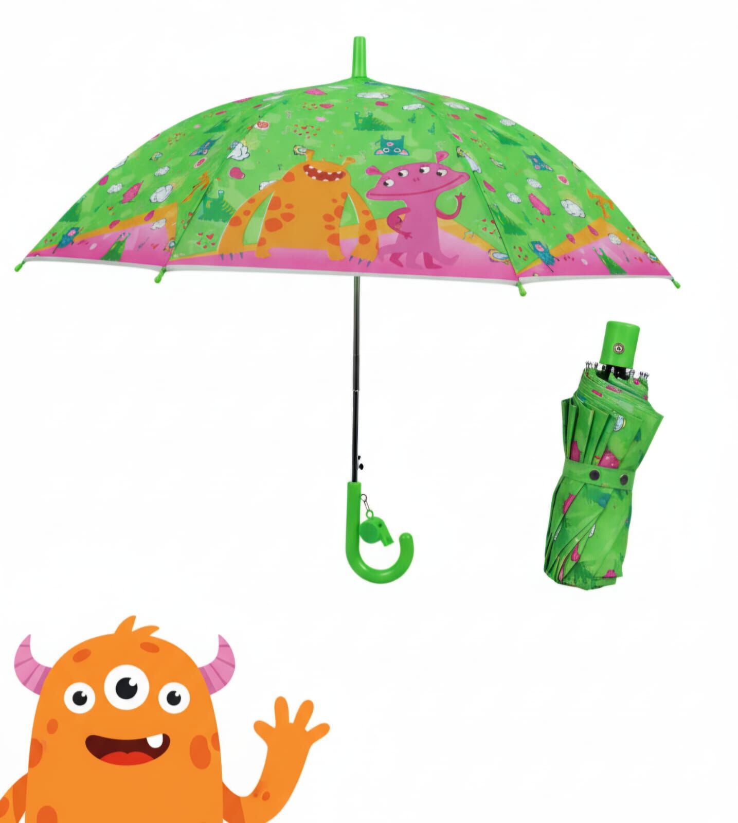 Parapluie Enfants Petit Monstre Avec Sifflet Design Amusant Et Protection Ludique thumbnail 3