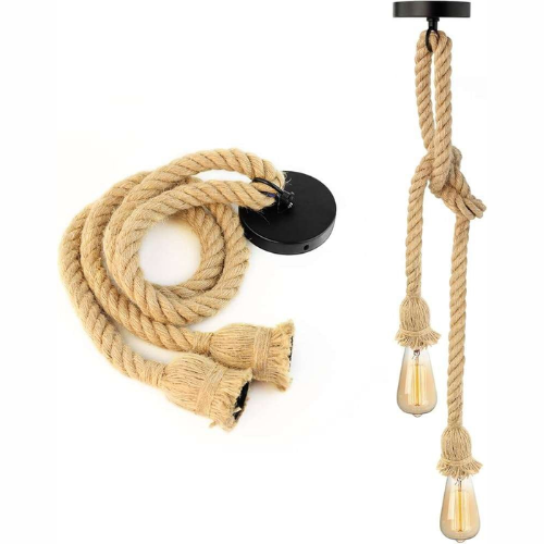 Suspension Vintage Décorative à Double Tête avec Corde
