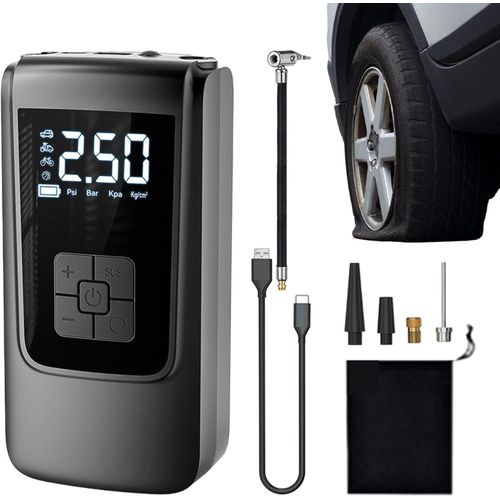 Compresseur d'Air Portable Numérique Sans Fil - Pompe Électrique Rechargeable pour Pneus de Voiture et Vélo