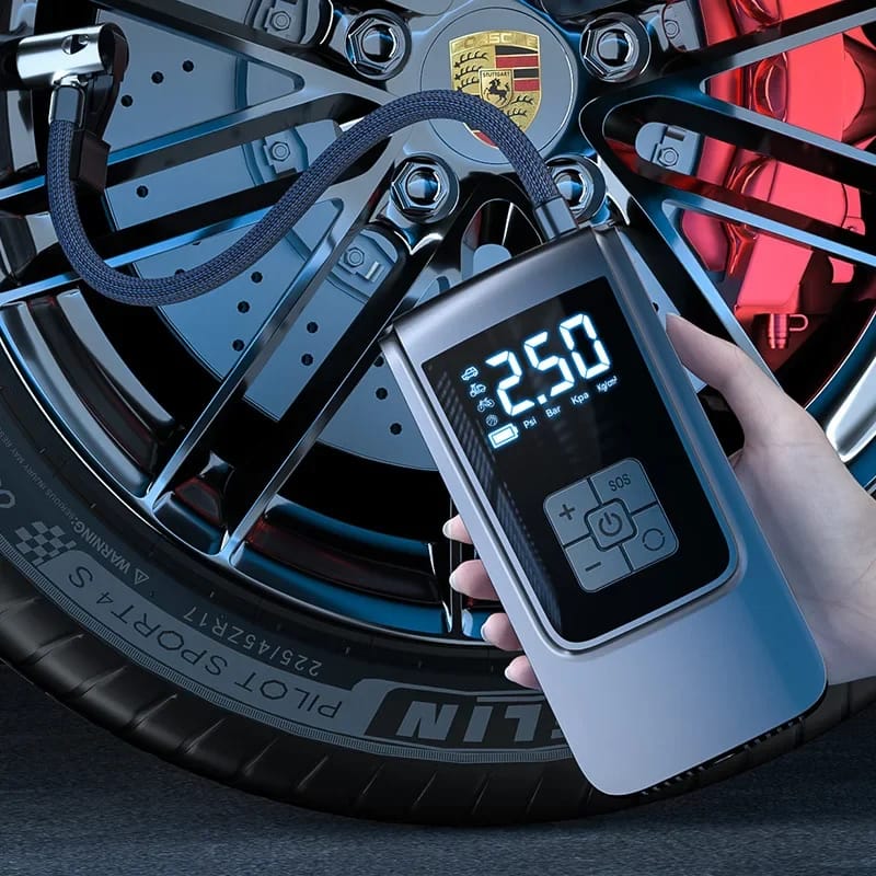 Compresseur d'Air Portable Numérique Sans Fil - Pompe Électrique Rechargeable pour Pneus de Voiture et Vélo