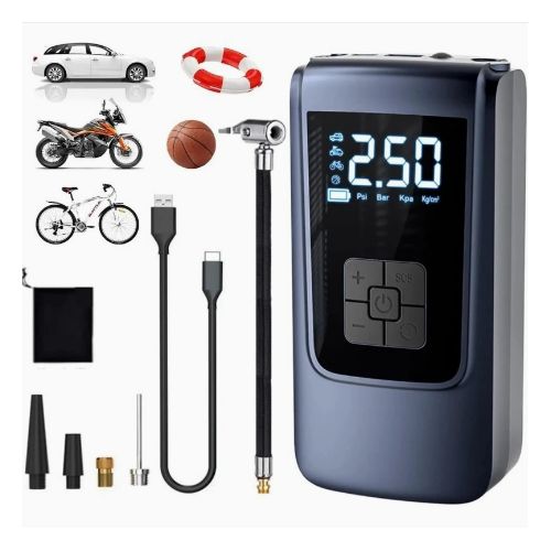Compresseur d'Air Portable Numérique Sans Fil - Pompe Électrique Rechargeable pour Pneus de Voiture et Vélo thumbnail 4