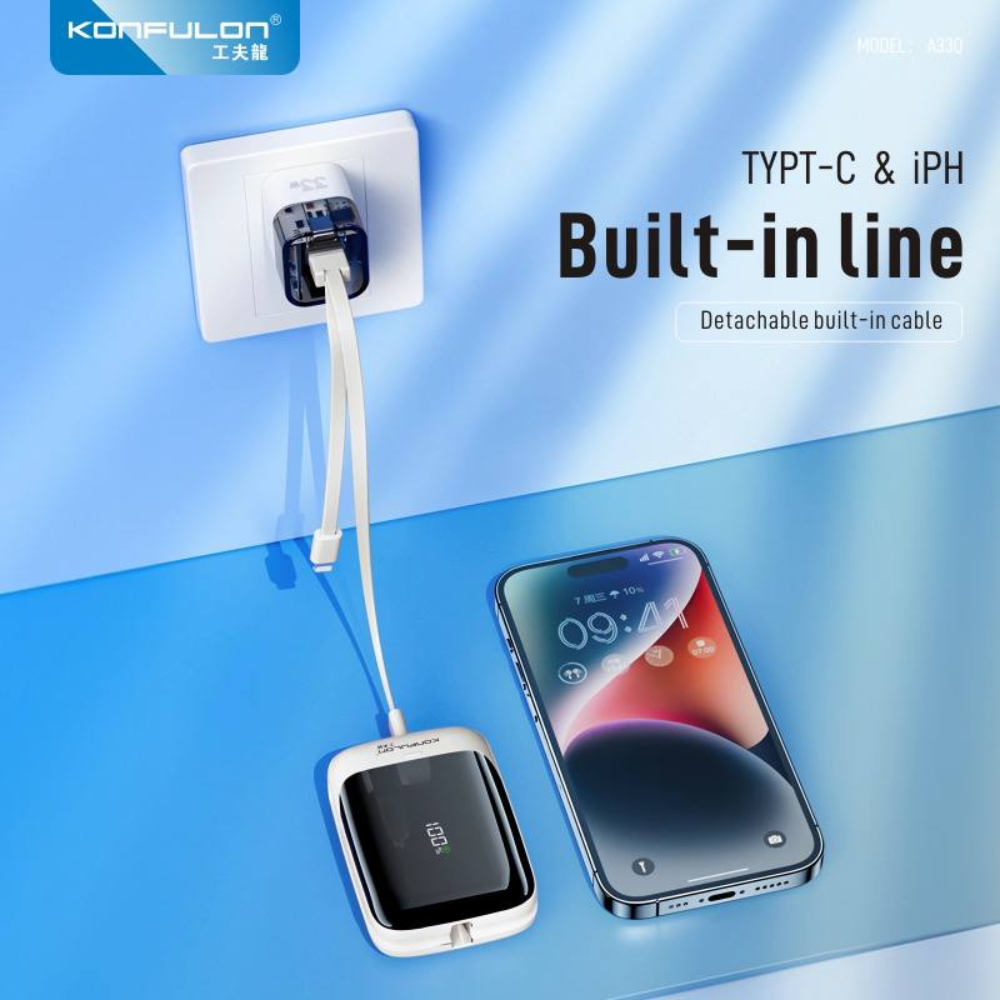 Batterie Externe A33Q – 10000 mAh, Charge Rapide 22,5W Blanche thumbnail 4