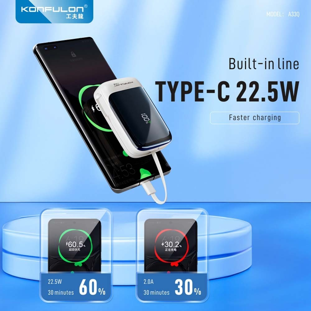 Batterie Externe A33Q – 10000 mAh, Charge Rapide 22,5W Blanche thumbnail 5