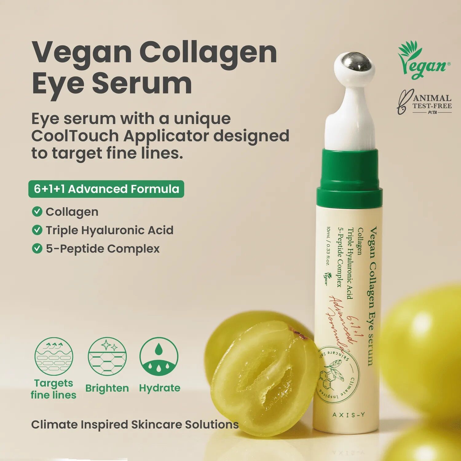Sérum Yeux Vegan Collagen - Anti-âge - Sans alcool - Tous types de peau