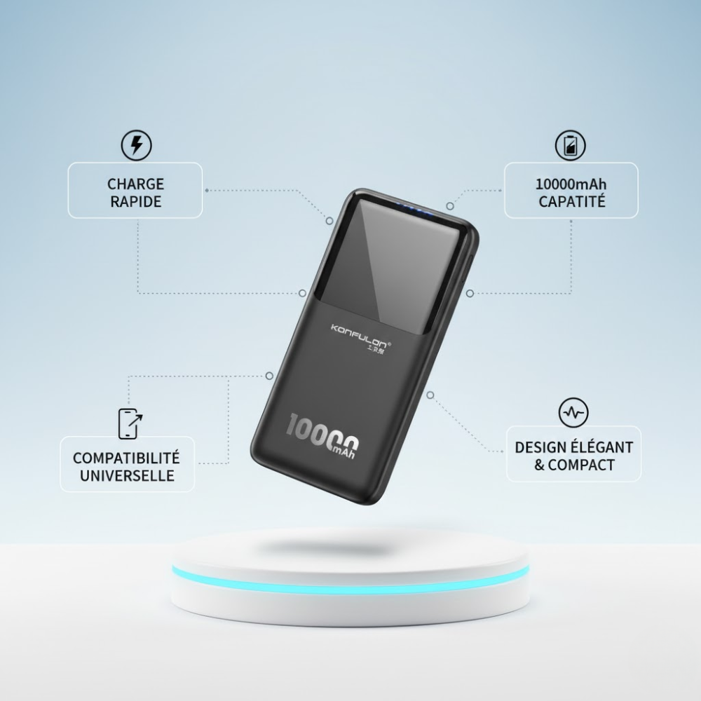 Batterie Externe Konfulon A35 Slim – 10 000 mAh thumbnail 2