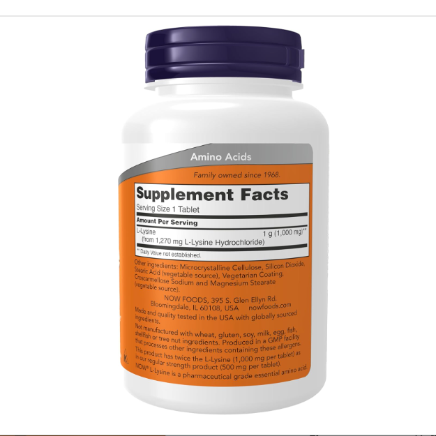 L-Lysine Hydrochloride 1,000 mg, Double Strength, Amino Acid, 100 Tablets