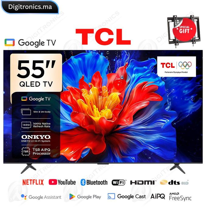 Smart TV 55" QLED 4K UHD Smart Google TV Dolby Vision, Atmos, ONKYO Audio, 144Hz, 55P8K