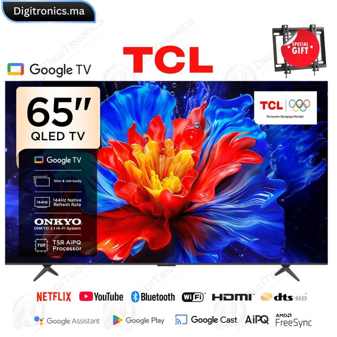 Smart TV 65" QLED 4K UHD Google TV Dolby Vision, Atmos, Audio ONKYO, 144Hz, 65P8K + Support Gratuit