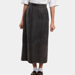 JUPE EN DAIM ET CUIR