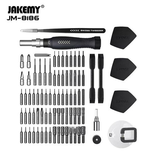 Jakemy Jeu de tournevis de précision 83 en 1 avec manche en caoutchouc souple TPR JM-8186 A