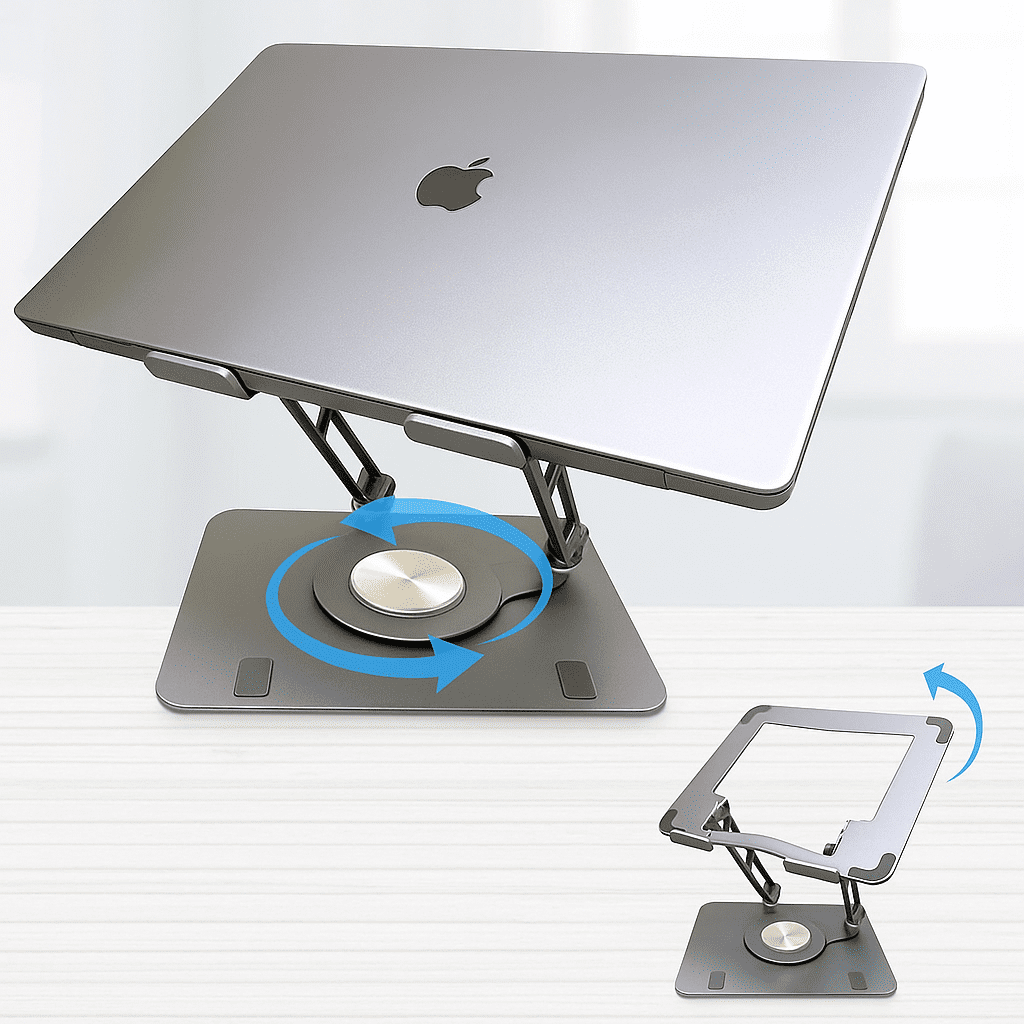 Support Rotatif 360° en Alliage pour Ordinateurs Portables et Tablettes