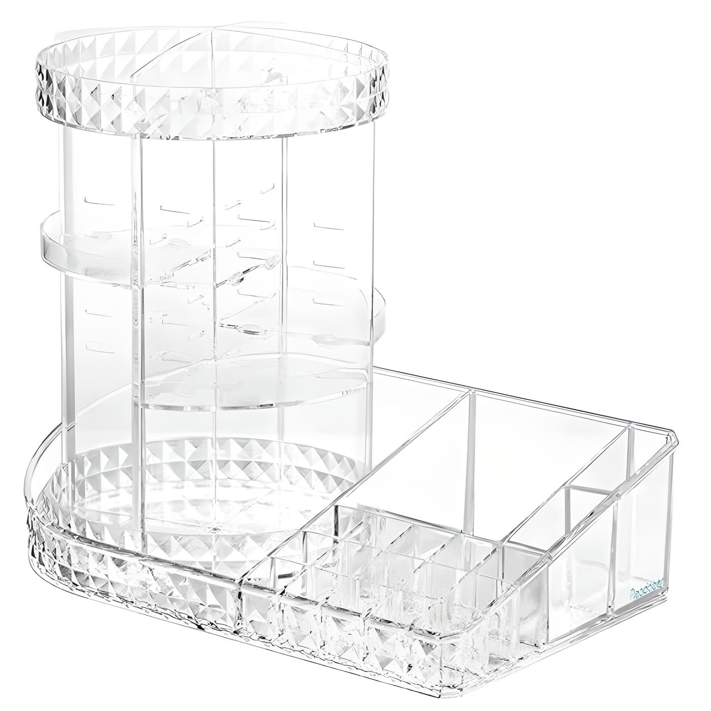 Trousse de toilette à motif de diamant, organiseur de cosmétiques rotatif à 360° thumbnail 4