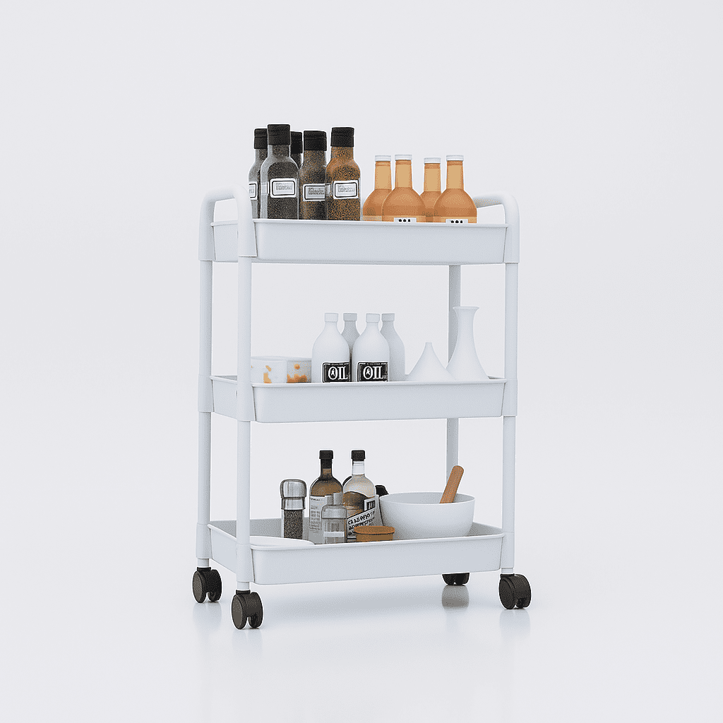 Trolley de Rangement Multi-Usages Blanc – Étagère Mobile à Roulettes (Rack Trolley)