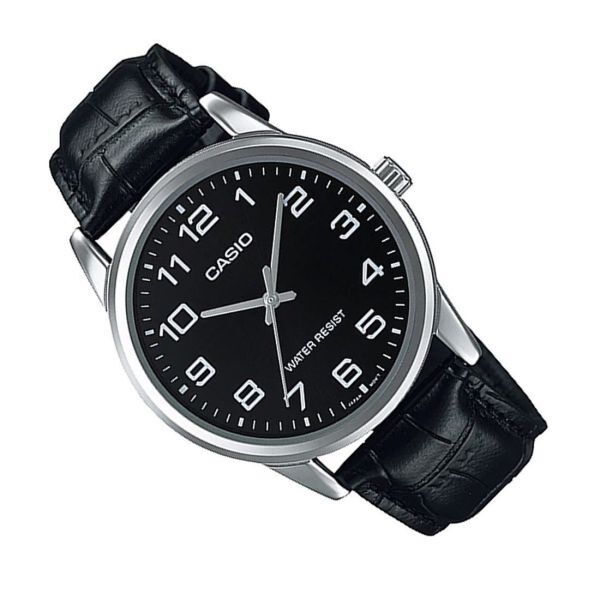 Montre Bracelet En Cuir Cadran Noir 3 Aiguilless Étanche thumbnail 2