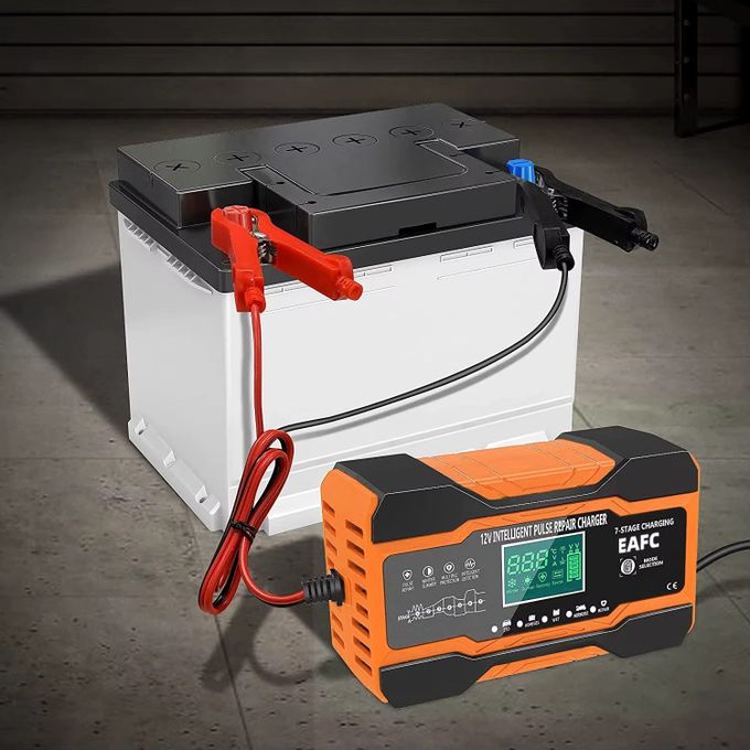 Chargeur de Batterie 12V 12A Automatique – Réparation par Impulsions pour Voiture et Moto thumbnail 4