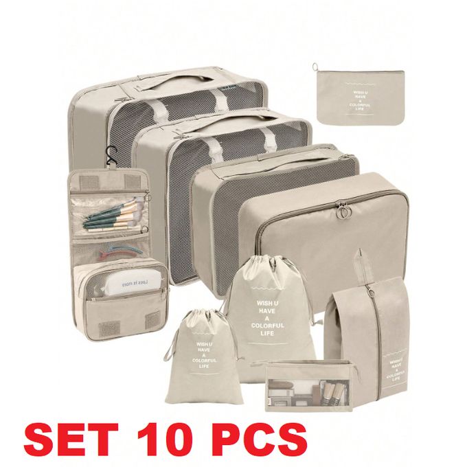 Set de 10 Pcs Organisateur Valise Voyage, Sac Rangement pour Bagages, Trousse De Toilette