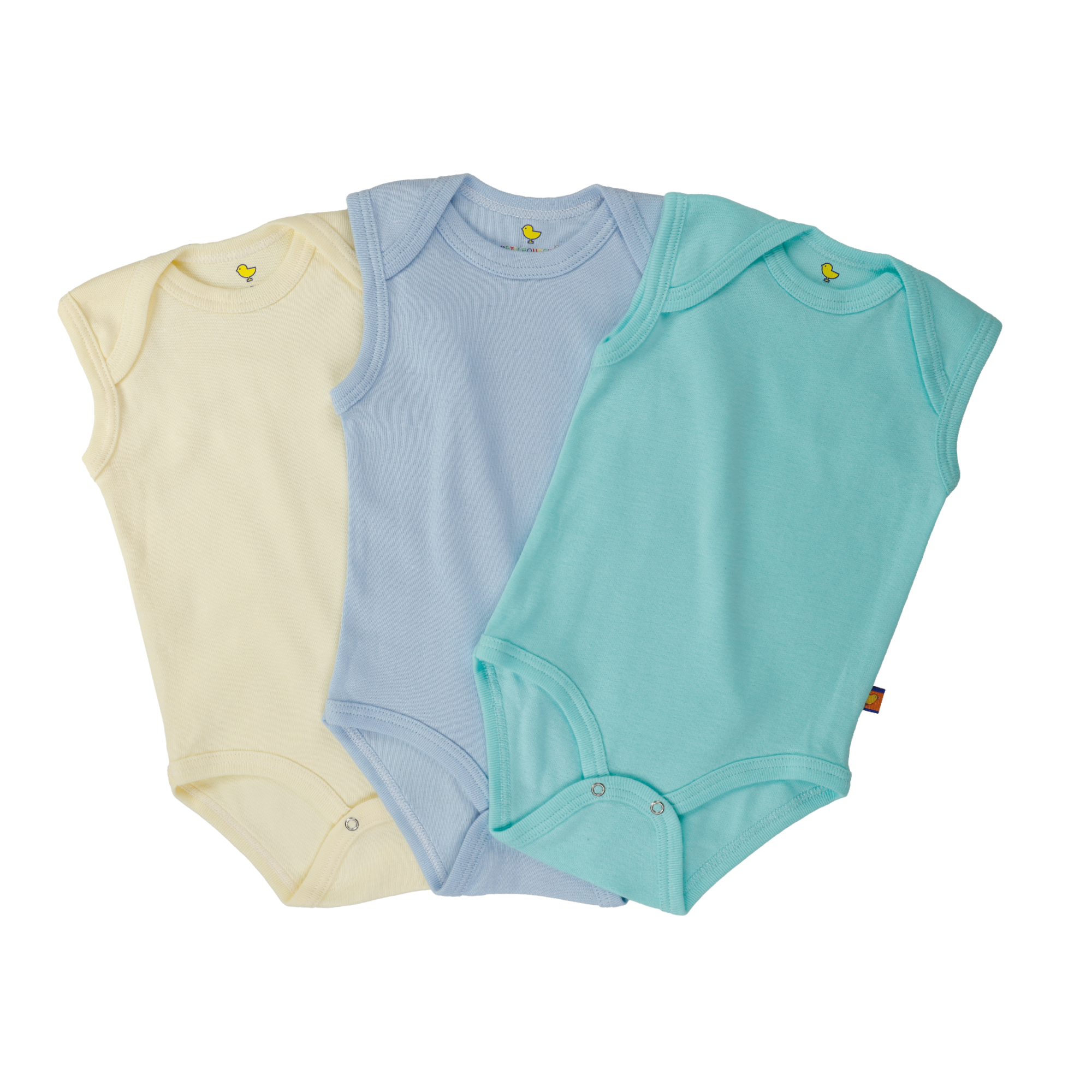 Lot de 3 Bodies Bébé Sans Manches Côtelé Petit Poussin